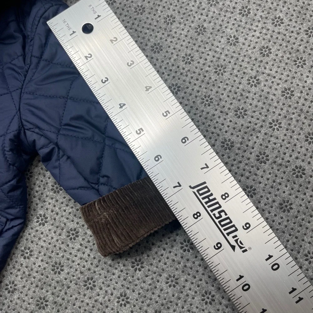 Ralph Lauren Kids Navy Blue Quilted Hooded Barn Jacket Corduroy Trim 9M